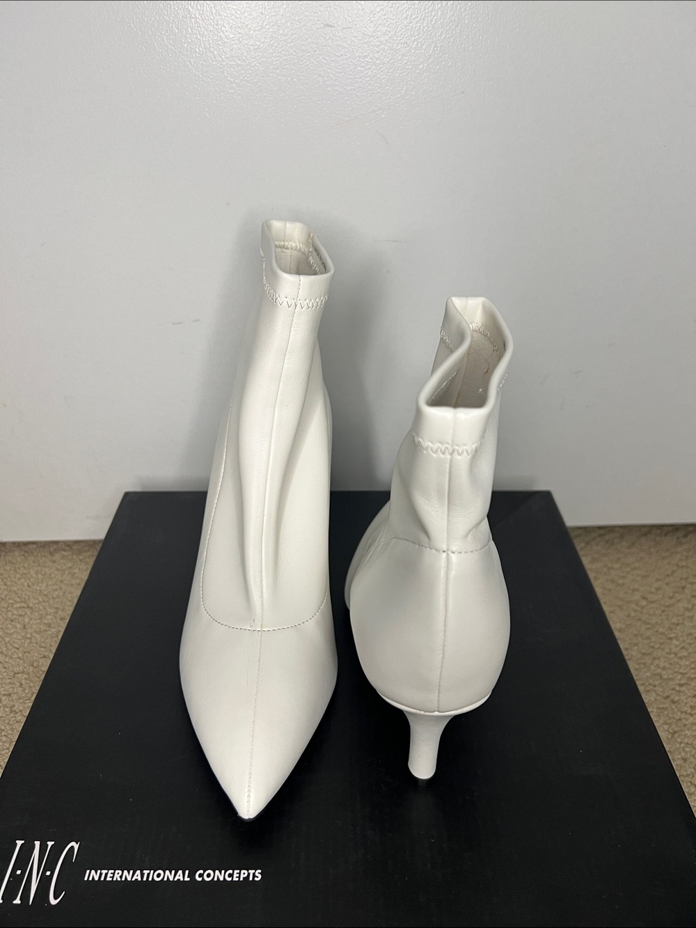 White Pointed Toe Booties - Women size 8M